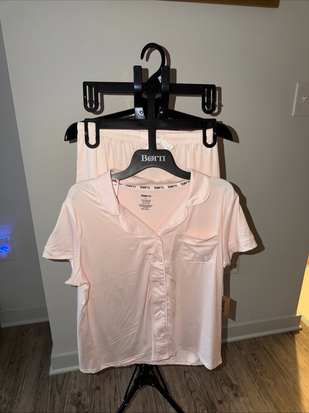 Born Pale Pink Short Sleeve Button-Front Shirt with shorts bundle